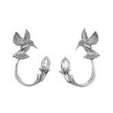 Sterling Stilver Blue Hummingbird White Topaz Earrings